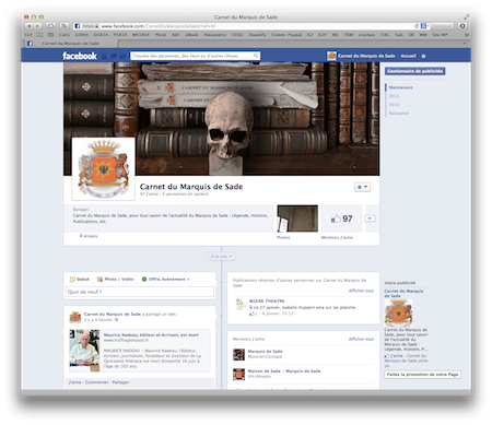 Marquis de Sade — Rappel : La Page Facebook du Marquis !
