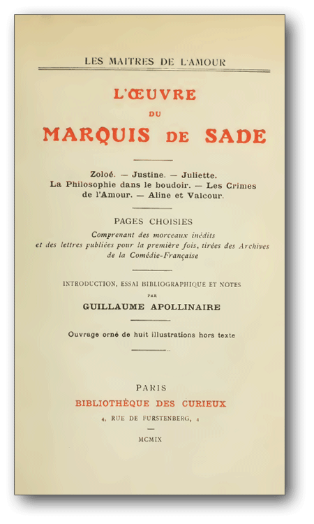 Marquis de Sade - L'œuvre du marquis de Sade