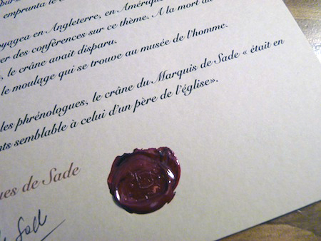 Marquis de Sade — Crâne du Marquis de Sade