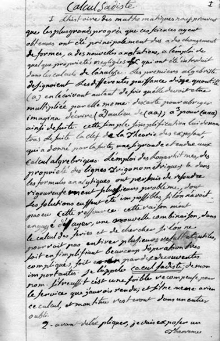 Marquis de Sade - Calcul Sadiste Marquis de Sade - Calcul Sadiste